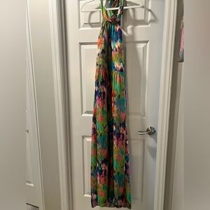 Eliza J - halter with open back - water color print. - size 8 - worn once.